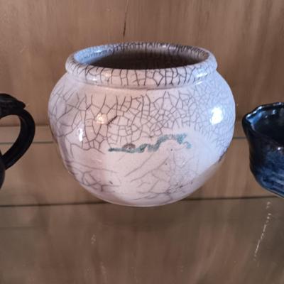 JACK BLACK CLAY POT, CLAY SPOUTED CUP AND SMALL POT