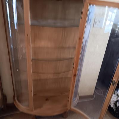 LIGHTED CURVED GLASS CURIO CABINET