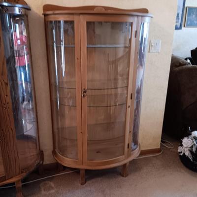 LIGHTED CURVED GLASS CURIO CABINET