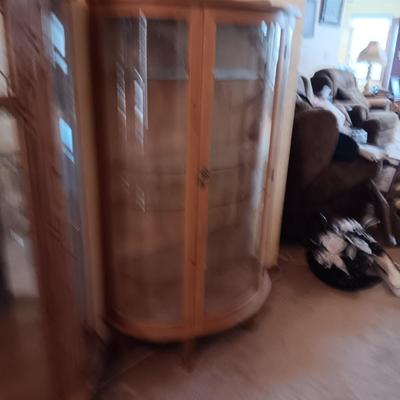 LIGHTED CURVED GLASS CURIO CABINET