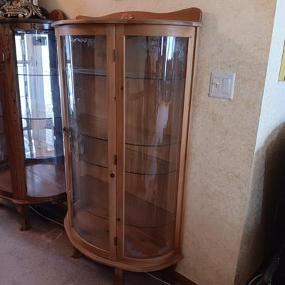 LIGHTED CURVED GLASS CURIO CABINET