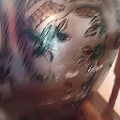 LARGE VASE WITH DRIED FOLIAGE, PANDA BEAR AND BUD VASE