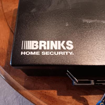 BRINKS LOCK BOX, MOTOROLA FLIP PHONE AND A BOX OF CASINO DICE