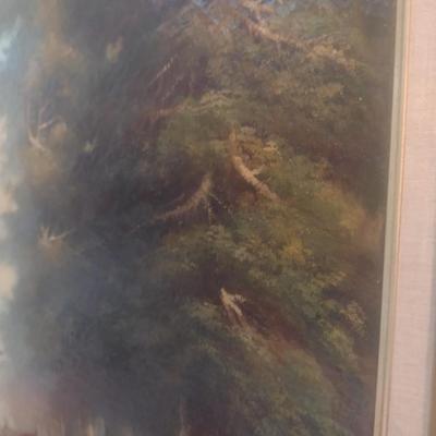Francis A. Cerny Original Oil on Canvas Stag and Doe Circa 1890 Framed