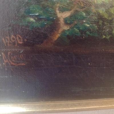 Francis A. Cerny Original Oil on Canvas Stag and Doe Circa 1890 Framed