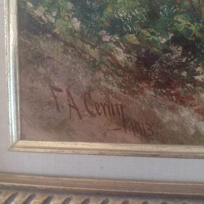 Francis A. Cerny Original Oil on Canvas Circa 1913 Framed