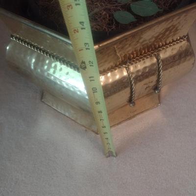 Artificial Indoor Tree in Brass Finish Metal Planter