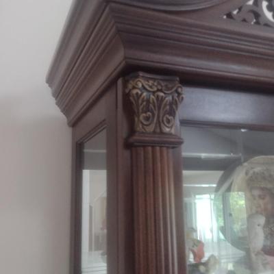 Impressive Multi-Shelf Lighted Display Curio Cabinet with Sliding Front Door (No Contents)
