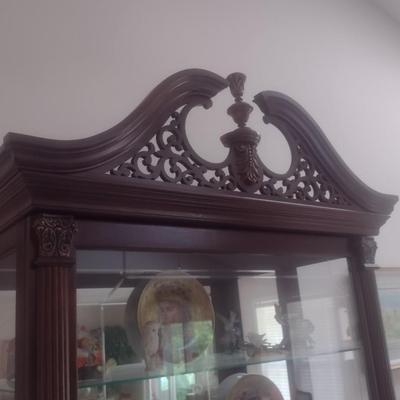Impressive Multi-Shelf Lighted Display Curio Cabinet with Sliding Front Door (No Contents)