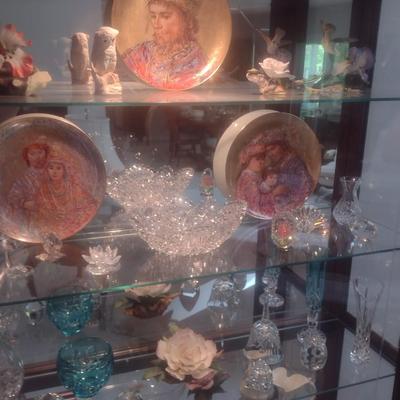 Impressive Multi-Shelf Lighted Display Curio Cabinet with Sliding Front Door (No Contents)