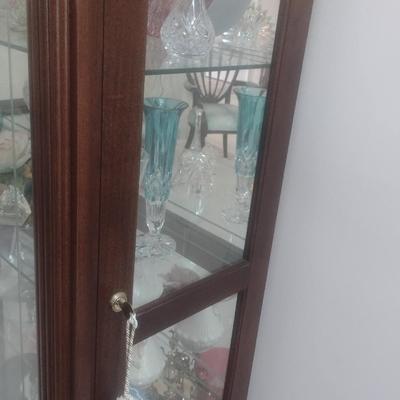 Impressive Multi-Shelf Lighted Display Curio Cabinet with Sliding Front Door (No Contents)