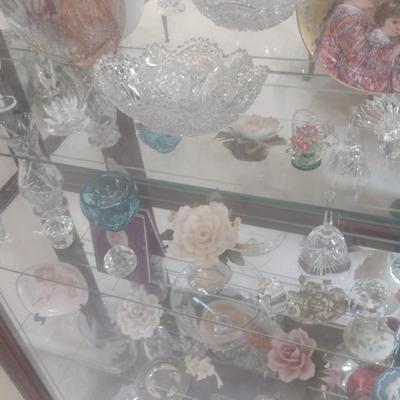 Impressive Multi-Shelf Lighted Display Curio Cabinet with Sliding Front Door (No Contents)