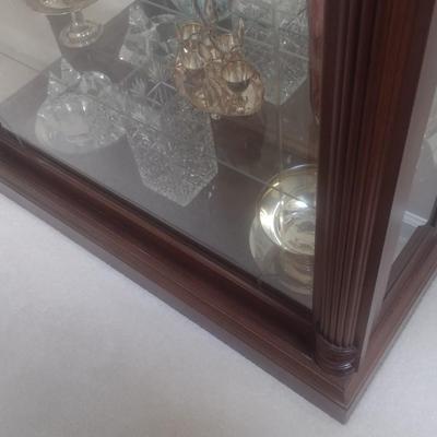 Impressive Multi-Shelf Lighted Display Curio Cabinet with Sliding Front Door (No Contents)