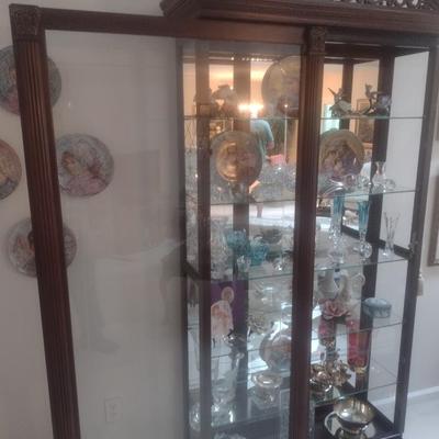 Impressive Multi-Shelf Lighted Display Curio Cabinet with Sliding Front Door (No Contents)
