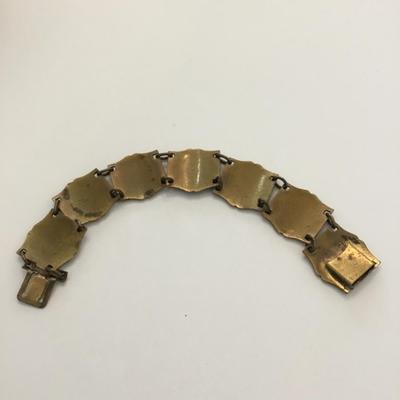 Vintage 40s France, souvenir enamel panel bracelet