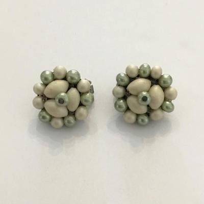 Vintage beaded clip on earrings