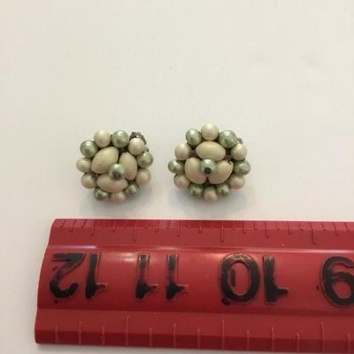 Vintage beaded clip on earrings