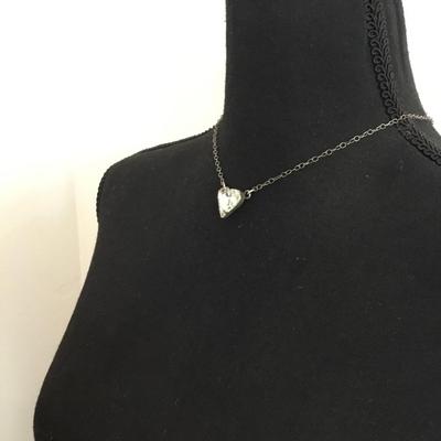Divine silver toned heart rhinestoned necklace