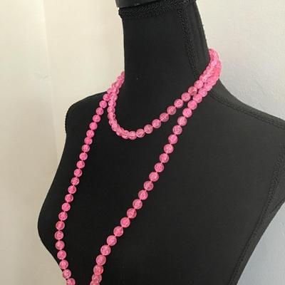 Vintage hot pink beaded necklace