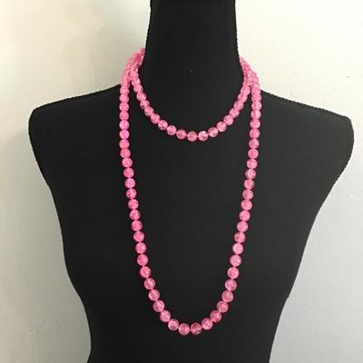 Vintage hot pink beaded necklace