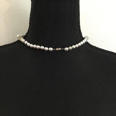 Vintage metallic silver beaded necklace