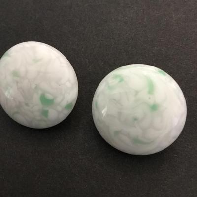 Vintage jadeite circular clip on earrings
