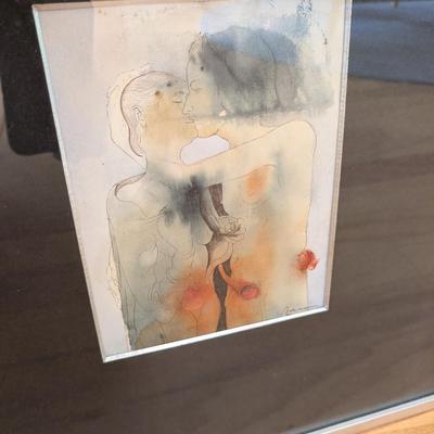 Unknown - Nude Kissing Watercolor - Signed