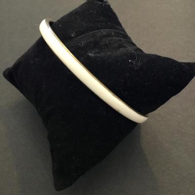Vintage, brass and white enamel bangle bracelet
