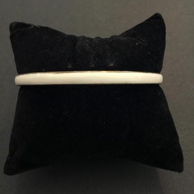 Vintage, brass and white enamel bangle bracelet