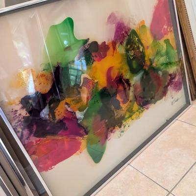 Abstract Watercolor On Glass