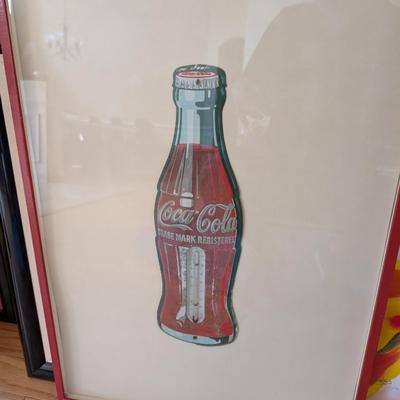Vintage Sign Coca Cola Thermometer Framed