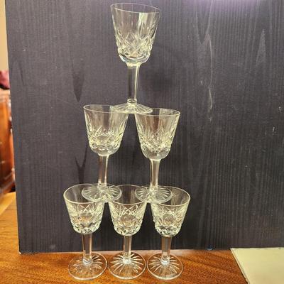 6 Waterford Crystal Lismore Cordial Glasses 3.5"