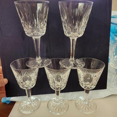 5 Waterford Crystal Lismore 5 7/8" Stem Glasses Wine Excellent Condition