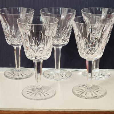 5 Waterford Crystal Lismore 5 7/8" Stem Glasses Wine Excellent Condition