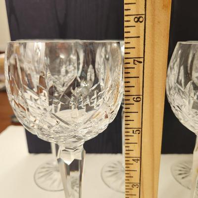 6 Waterford Crystal Lismore Hock Wine Glasses 7.5" Excellent Condition