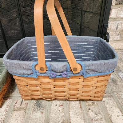 Lot of 3 Longaberger 2 Handle Field Market Baskets with Liners