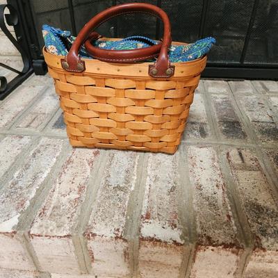 lot of 3 Longaberger Leather Handles Baskets Boardwalk Basket Purse