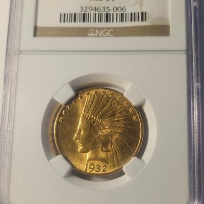 1932 $10.00 GOLD INDIAN NGC 61 *GEM* 10 DOLLAR ORIGINAL-MOST POPULAR US COIN!