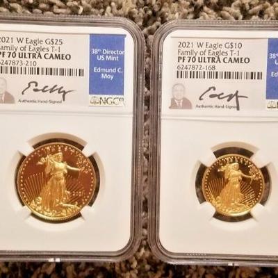 2021-W 4 PC Set Proof Type 1 American Gold Eagle First Strike NGC PF70 Ult Cameo