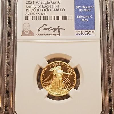 2021-W 4 PC Set Proof Type 1 American Gold Eagle First Strike NGC PF70 Ult Cameo