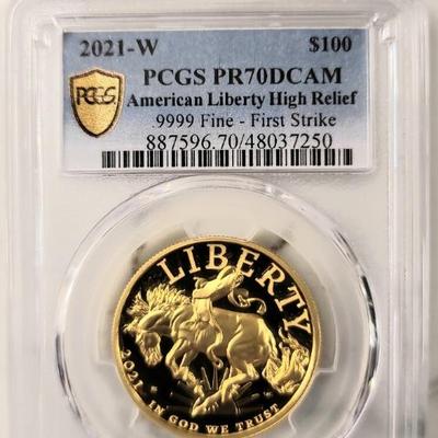 2021-W American Liberty High Relief 1 oz $100 - PCGS PR70 DCAM First Strike