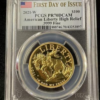 2021-W American Liberty High Relief 1oz Gold Coin - PCGS PR70DCAM