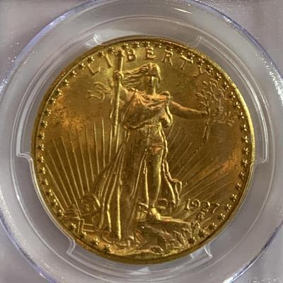 1927 US $20 SAINT GAUDENS DOUBLE EAGLE PCGS MS64
