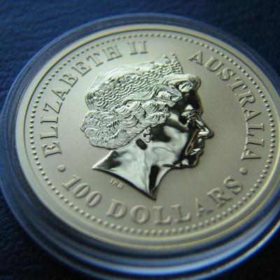 2001 GOLD 1-oz coin, PERTH MINT LUNER SERIES 1, YEAR OF THE SNAKE - BU