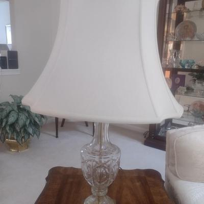 Pair of Matching Crystal Glass Table Lamps with Shades