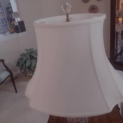 Pair of Matching Crystal Glass Table Lamps with Shades