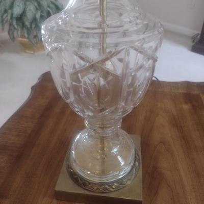 Pair of Matching Crystal Glass Table Lamps with Shades