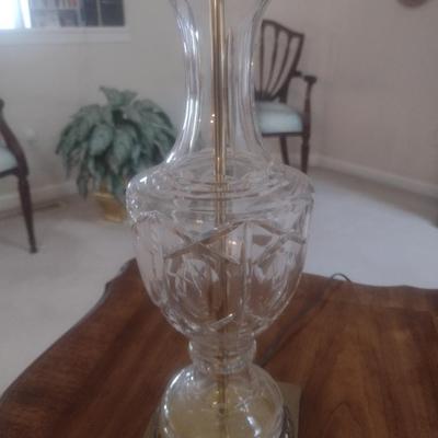 Pair of Matching Crystal Glass Table Lamps with Shades