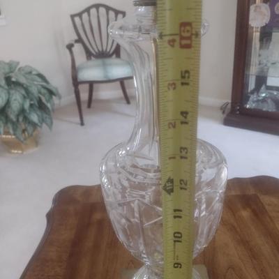 Pair of Matching Crystal Glass Table Lamps with Shades