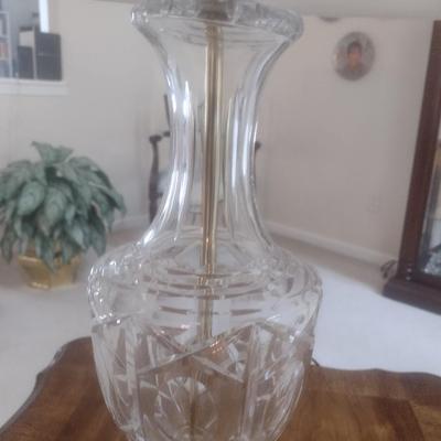 Pair of Matching Crystal Glass Table Lamps with Shades